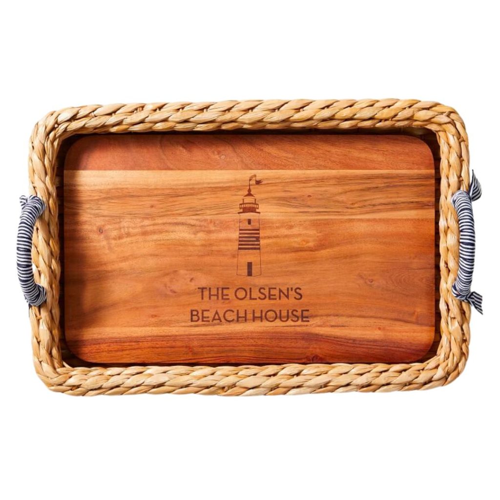 seagrass woven serving tray monogrammed - mark and graham 