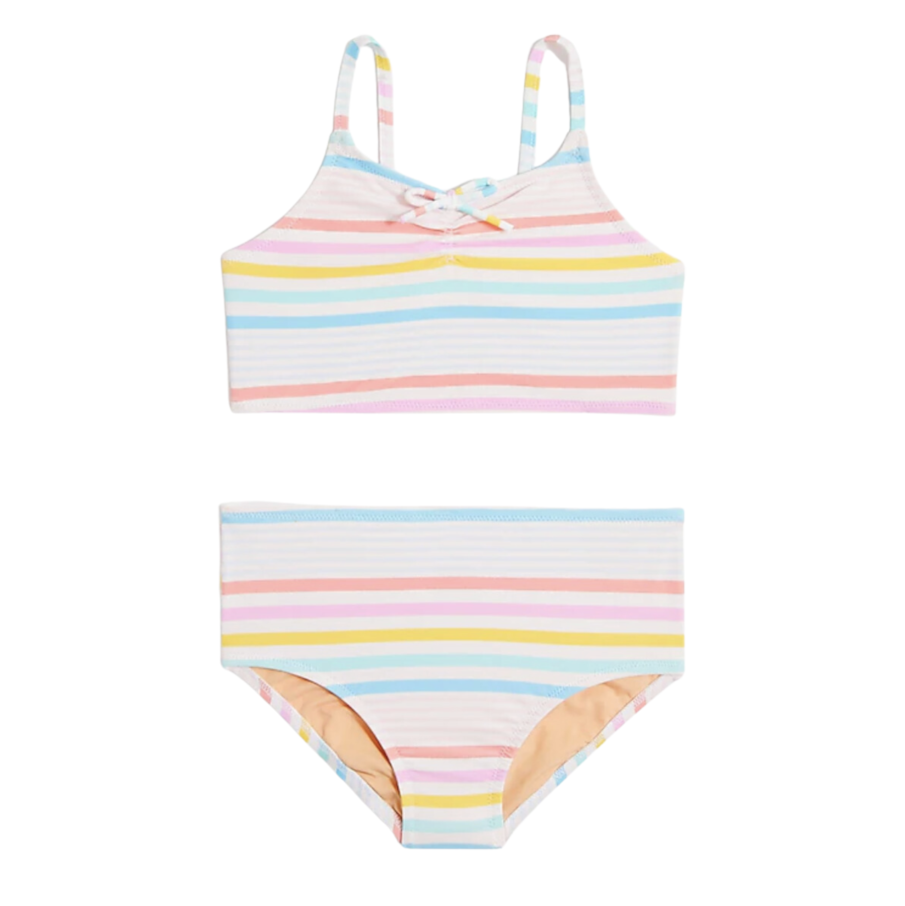 girls pastel striped two piece swimsuit - j crew