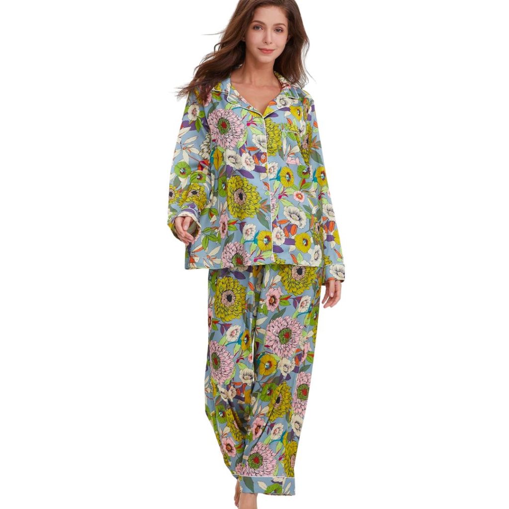 floral patterned satin women's pajama set - amazon